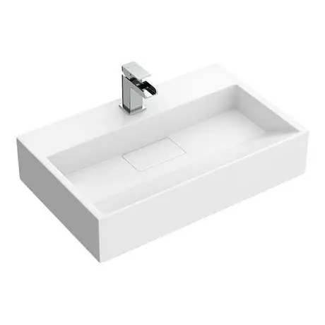 Arezzo 600mm Wall Mounted / Countertop Stone Resin Basin with Hidden Waste Cover 4 Arezzo 600mm Wall Mounted / Countertop Stone Resin Basin with Hidden Waste Cover - Image 4