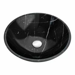 600 x 450mm White Shelf with Round Black Marble Basin -Cheap Basins Store WSNM001 d2 460