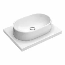 600 x 450mm White Shelf with Nouvelle Semi-Oval Basin