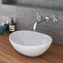 600 x 450mm White Shelf with Casca Basin -Cheap Basins Store WSVES978 d2 460