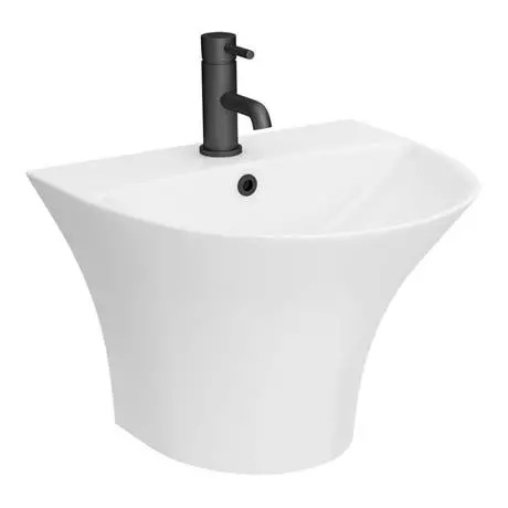Arezzo Curved Ceramic One Piece Wall Hung Basin 1TH - 540mm Wide 3 Arezzo Curved Ceramic One Piece Wall Hung Basin 1TH - 540mm Wide - Image 3